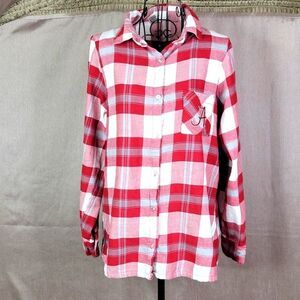 CONCEPTS SPORT Alabama Red/White/Gray Plaid Flannel Shirt Medium